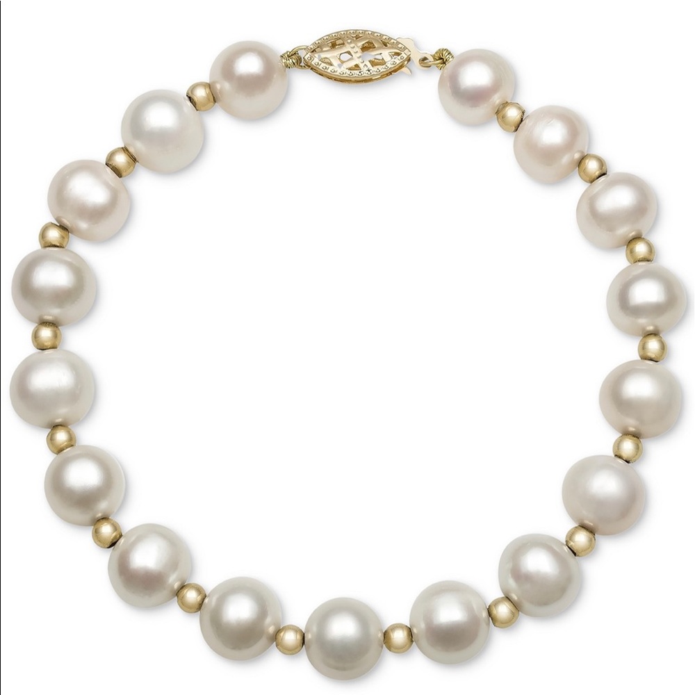 Cultured Freshwater Pearl Bracelet in 14k Gold